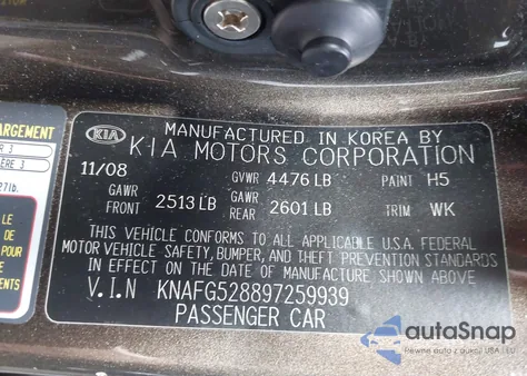 2009 Kia Rondo Lx z USA, uszkodzony, nr VIN KNAFG528897259939